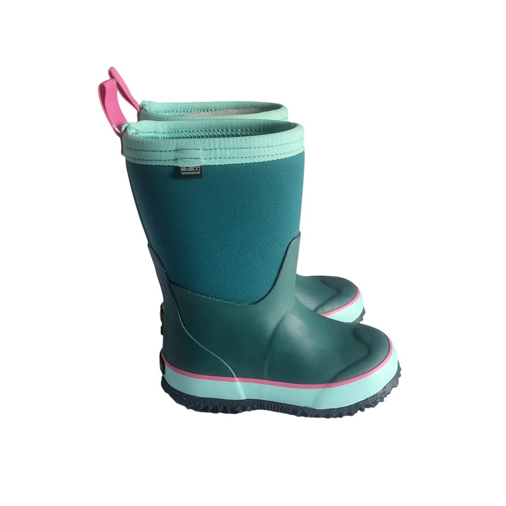 MciKcc Little Kids Rubber Rain Boots Waterproof Toddler 8 Green Pink New Nwot